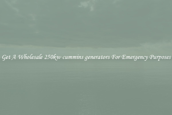 Get A Wholesale 250kw cummins generators For Emergency Purposes