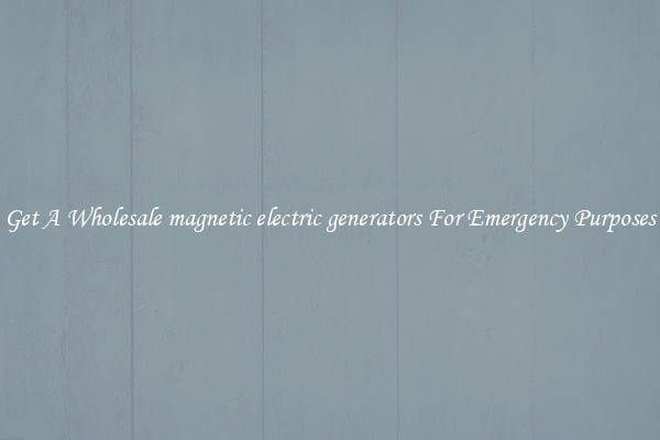 Get A Wholesale magnetic electric generators For Emergency Purposes